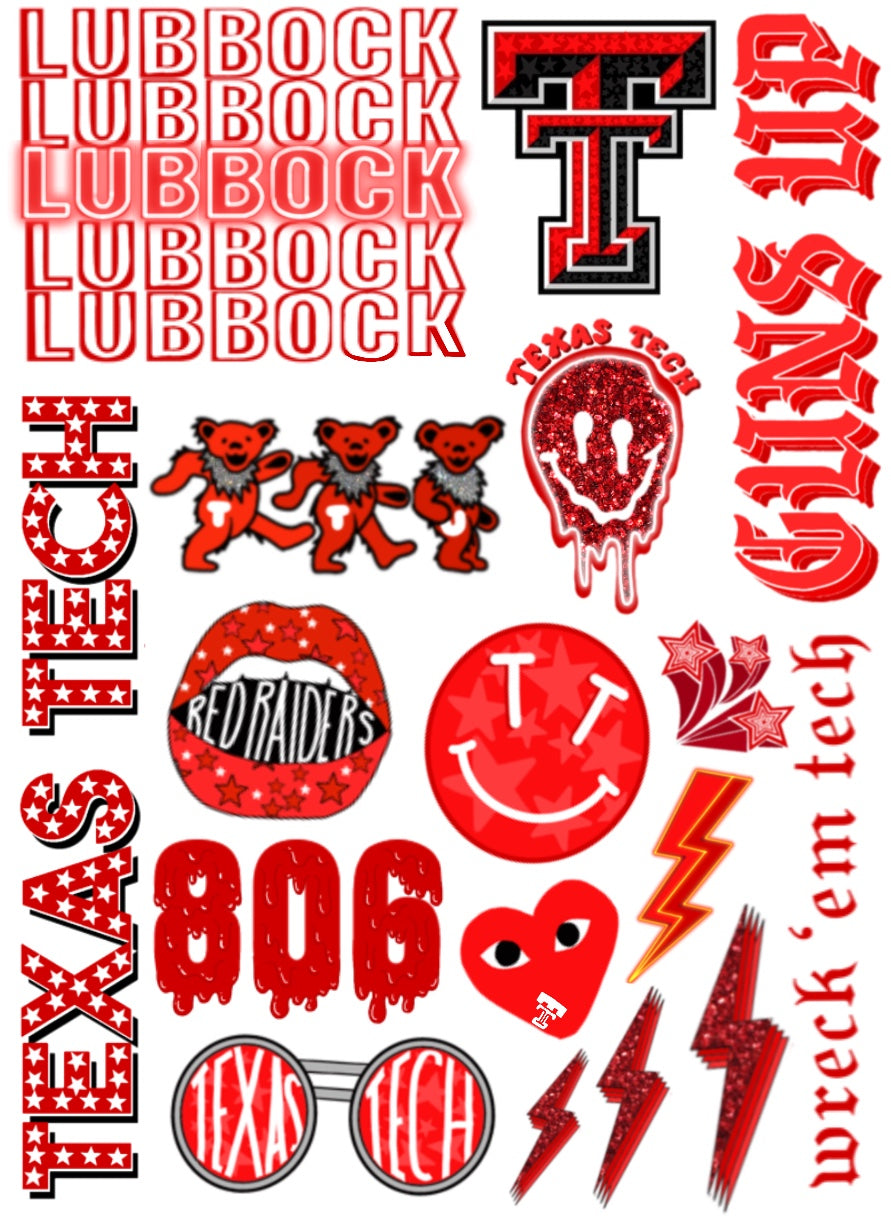 Texas Tech Sticker Sheet